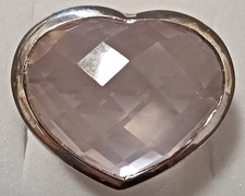 Sterling Silver Heart Ring with Pink Stone Size 7
