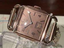 Elgin Men's Wristwatch Rose Gold Filled Art Deco Working Watch