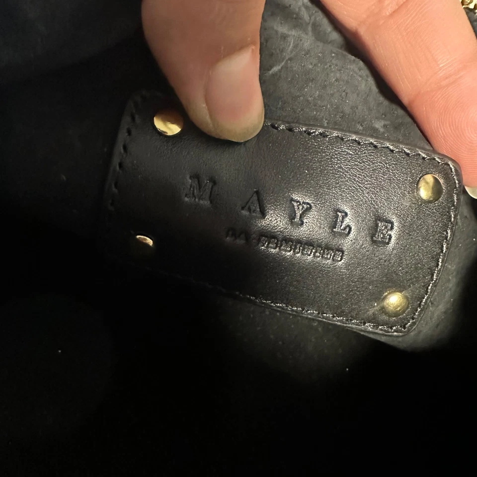 MAYLE черной кожи с заклепками наплечная сумка цепочка ремень - Изображение 3 из 4