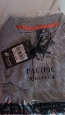 Pacific Polo Club Men's Grey Polo Shirt M Short Sleeve Collared Button Logo