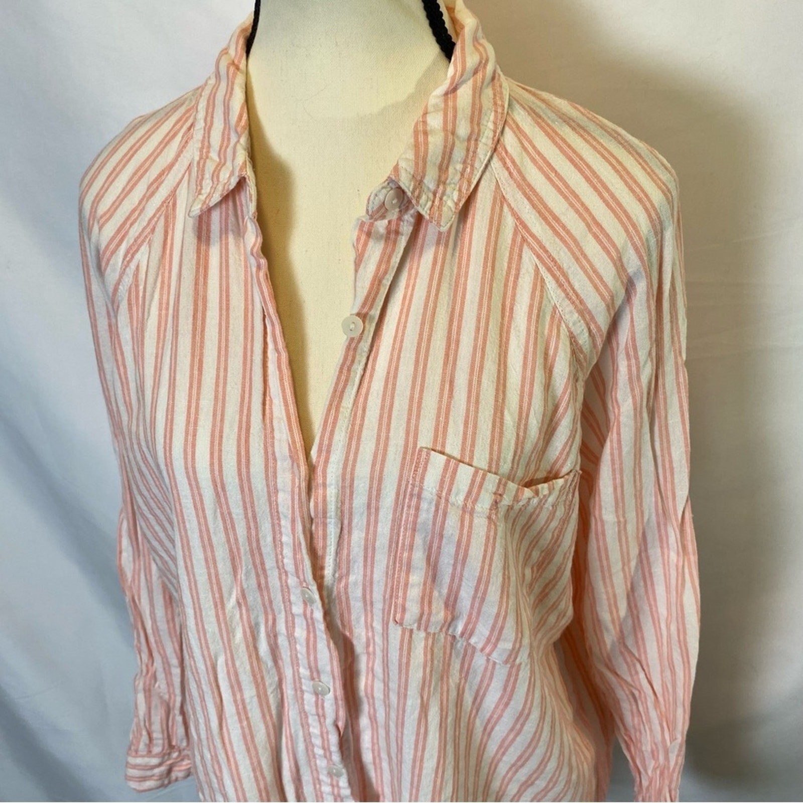 Universal Thread Pink Striped Button-Down Shirt W… - image 2