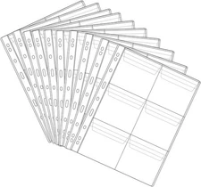 6 Pocket Coin Pages, 10 Sheets Plastic 3.3x3.86 inch Each pocket, Transparent 