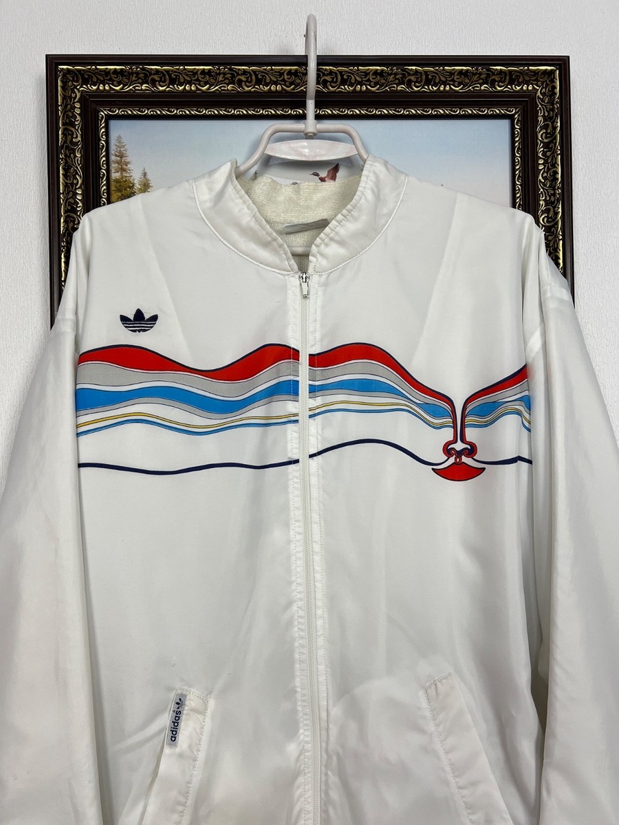 Vintage 80's Adidas Ivan Lendl Tennis White Jacket Mens Track Top