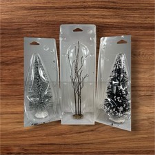 Lemax Tree Lot 10” 2001 Sycamore, 1994 Frosted Pine, Snowy Evergreen