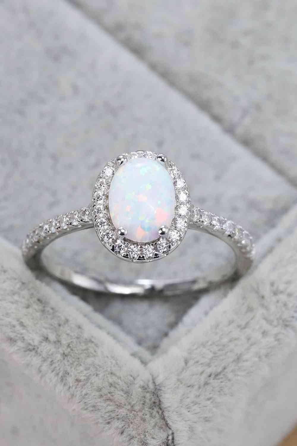 Opal Halo Ring in 925 Sterling Silver