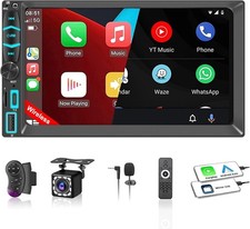 Double Din Car Stereo with 7" HD Touchscreen, Wireless Apple Carplay  Android A