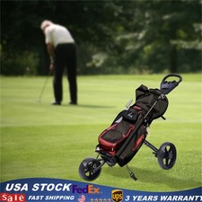 3 Wheel Golf Push Cart Folding Golf Walking Push Cart Roller Golf Bag Holder