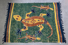 Batik Stoff Wandbehang - grüner Gecko, 45" x 60" groß Viskose Handarbeit Bali