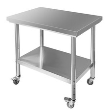 36x24 Inch Stainless Steel Work Table with 4 Wheels Heavy Duty Food Prep