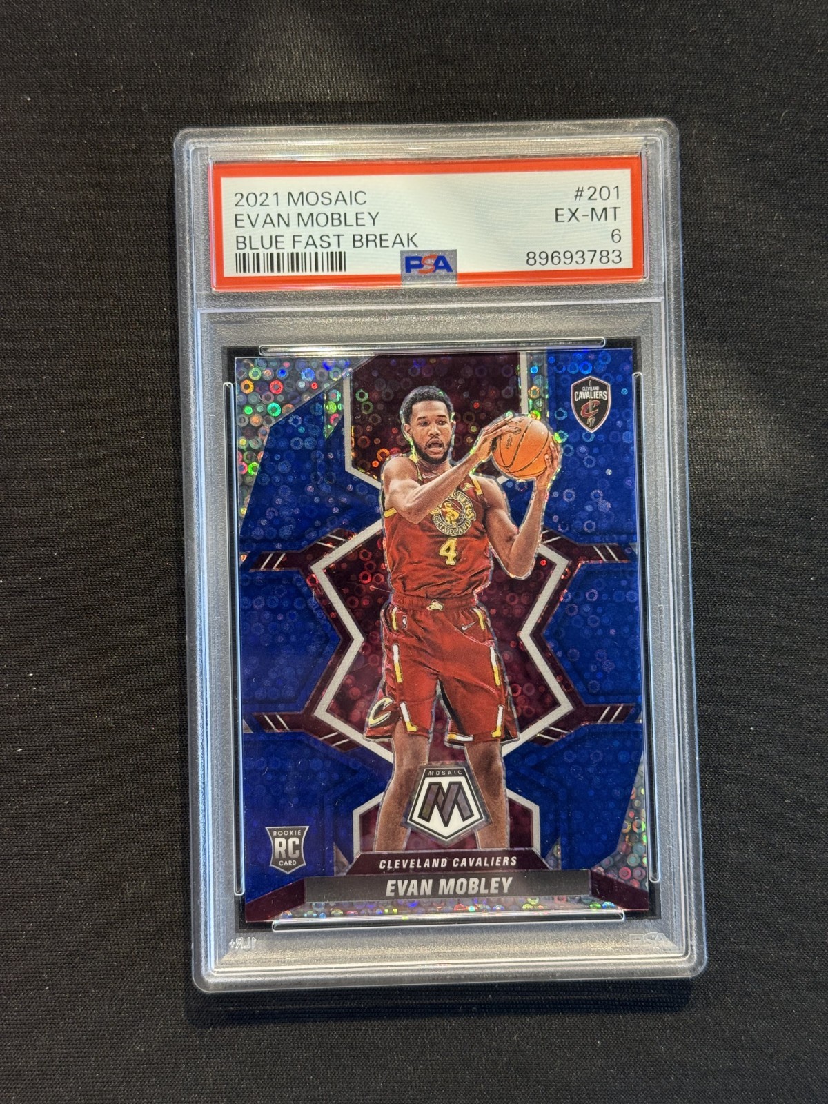 2021 Panini Mosaic #201 Evan Mobley Blue Fast Break /85