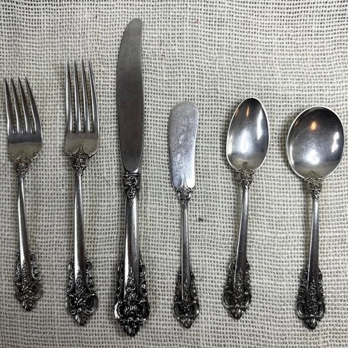 Wallace Grande Baroque Sterling Silver Flatware Set (1941) – 24 Pc – 6 Place Set