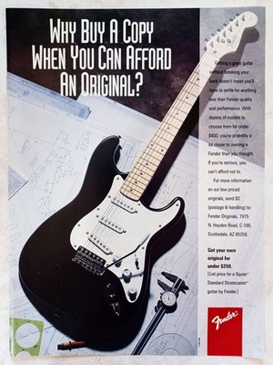 FENDER~SQUIER STANDARD STRATOCASTER GUITAR~ORIG 1993 PROMO PRINT