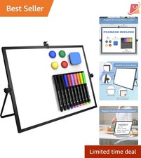 Dry Erase White Board 16x12 Inch Magnetic Double-Sided Portable Easel with Ma...