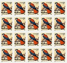 1999 AMERICAN KESTREL Block 20 x 1 STAMPS: 3031, Sparrow Hawk, Smallest Falcon