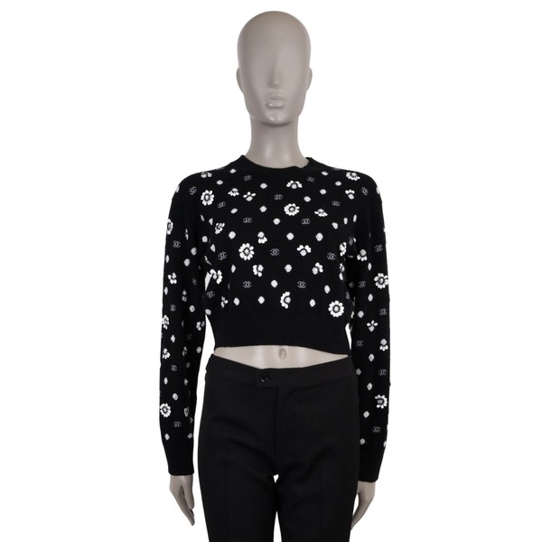 72224 authentischer CHANEL Pullover schwarz Kaschmir 23S verziert XS