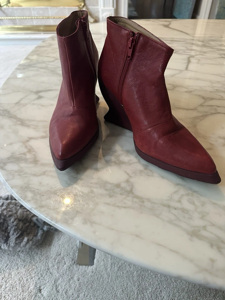 Botas de cuero rojas John Fluevog Jitters talla 7 para mujer con cremallera al tobillo góticas Y2 retro Foto 3 de 4