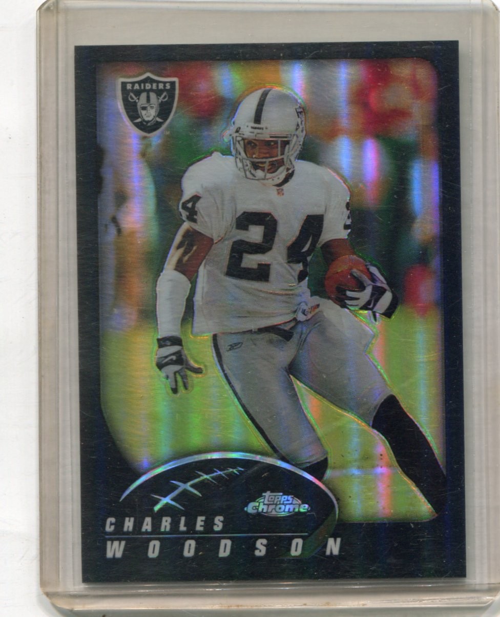 2002 Topps Chrome - CHARLES WOODSON - Black Refractor #46 - RAIDERS #d 272/599