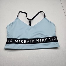 Nike Women Sports Bra Medium Blue Dri FIT Indy Air Wireless Strap Adjustable