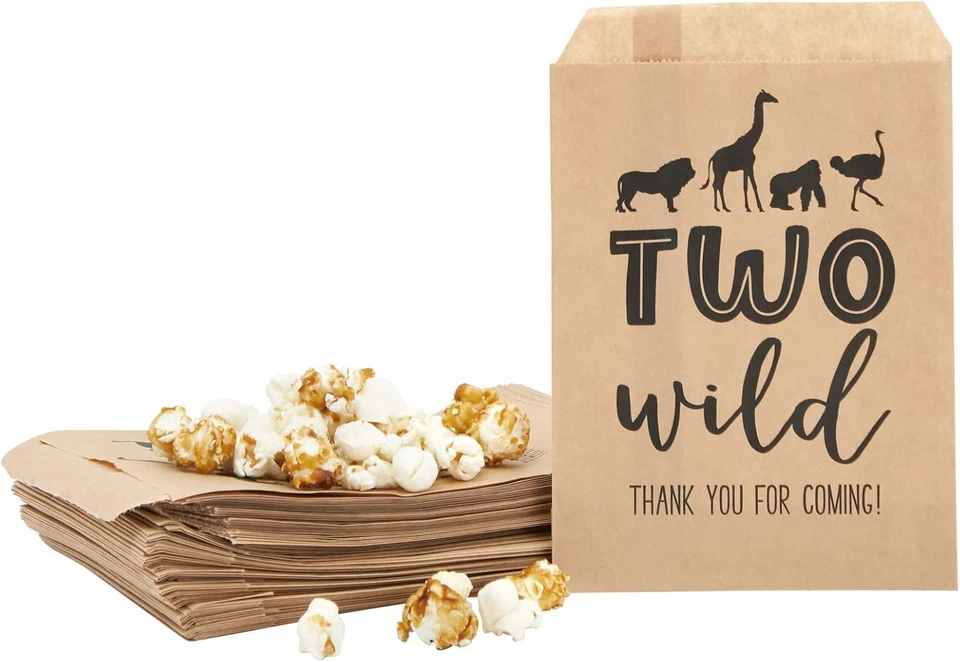 Dos bolsas de papel salvaje - 5 X 7,5 pulgadas, marrón Kraft, 100 unidades - 2Nd fiesta de cumpleaños Fa Foto 3 de 4