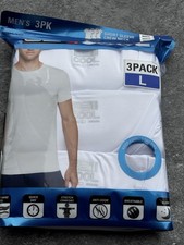 32 Degrees Cool Men's 3 pack short sleeve crew neck white, Large 