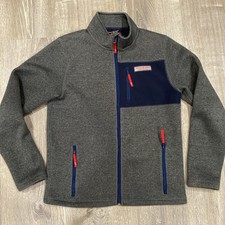 Vineyard Vines Unisex Youth L 16 Fleece Lined Full Zip Jacket Whale Logo