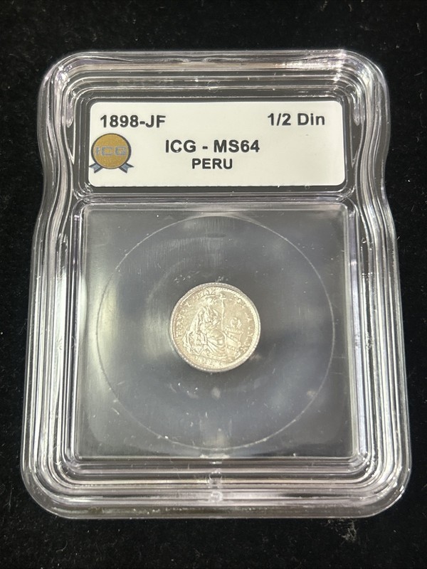 SASA 1898-JF Silver Peru 1/2 Dinero ICG Ms64 Blast White