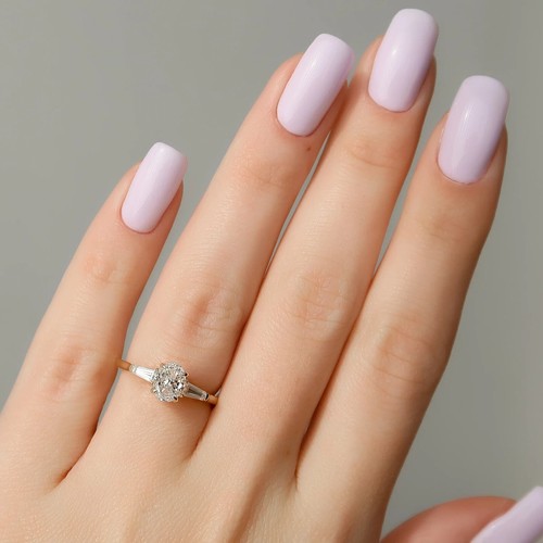 14K Yellow Gold IGI GIA Lab Grown Diamond Solitaire Ring 1.30 Ct Oval Baguette - Picture 7 of 8