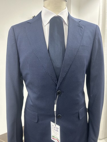Traje Hombre Made IN Italy Azul Diplomática Fresco Lana Tasmania Ligero Talla 44 - Imagen 17 de 22