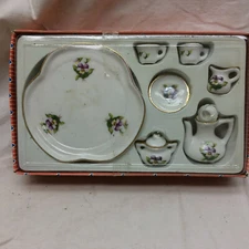 Vintage Miniature Tea Set Collectable Flower Design Porcelain Original Box