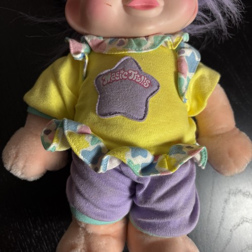 Vintage 90s MAGIC TROLLS 10" Plush Stuffed Animal Toy Applause Purple Hair 1990s - Picture 3 of 6