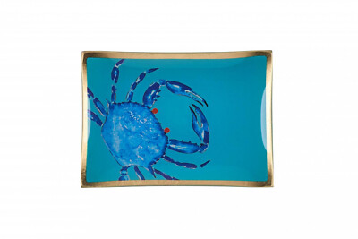 Gift Company Love Plates, Glasteller M, Cote D´Azur, Krabbe, türkis/blau