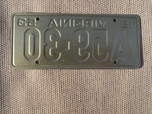 1953 Virginia Wheaties Miniature Cereal Bicycle License Plate A59-30 - Picture 2 of 2