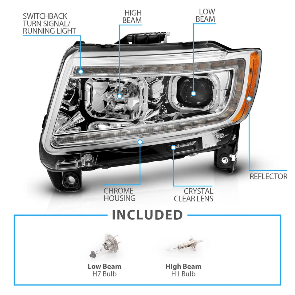 [LED C 杆]2011 - 2013 年适用于吉普大切诺基镀铬开关车头灯 — 第 4/4 张图片