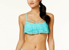 NWT Hula Honey Swimsuit Bikini Top Sz M Crochet Aqua