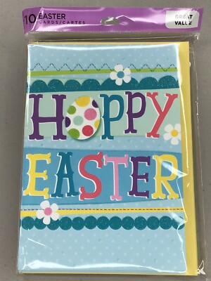 Pack of 10 Hallmark Easter Cards Friend Family Kids Package Glitter