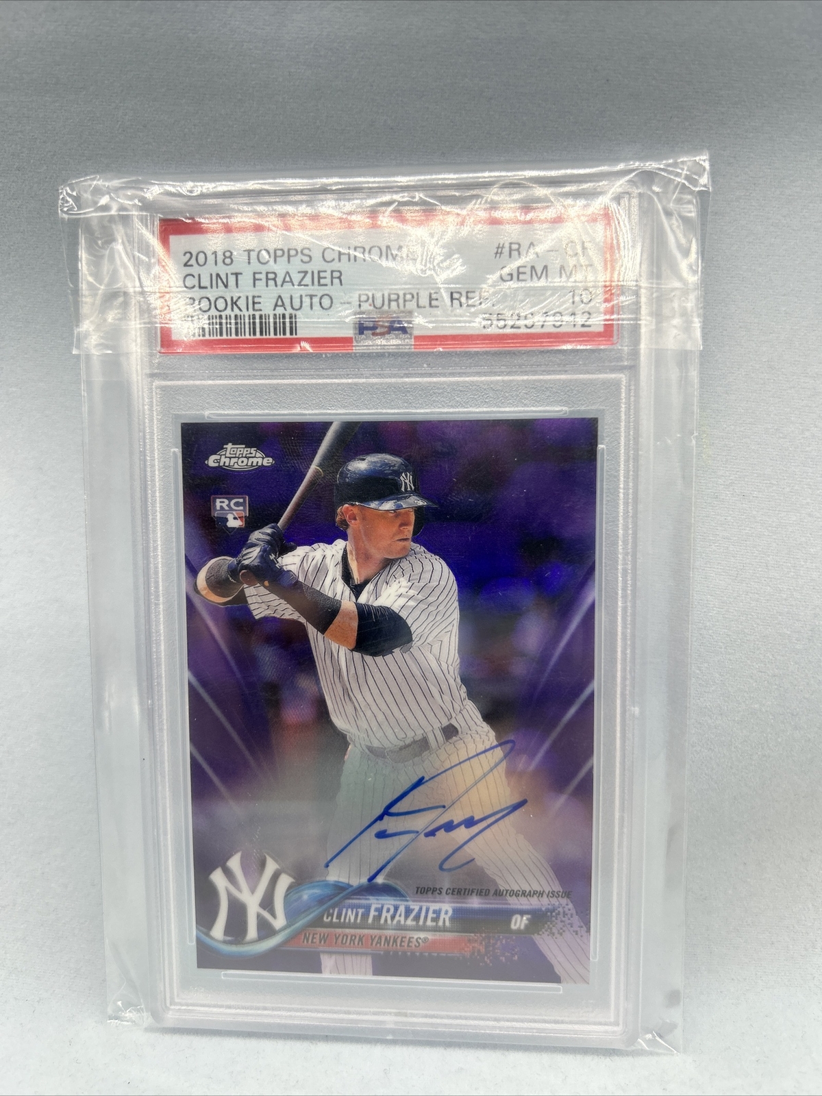 2018 Topps Chrome Purple Refractor 13/250 Clint Frazier PSA 10 Rookie Auto RC