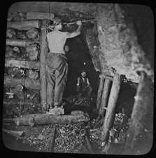 COAL MINERS MINING NO16/2 C1888 Magic Lantern Slide PHOTO CANNOCK CHASE COLLIERY