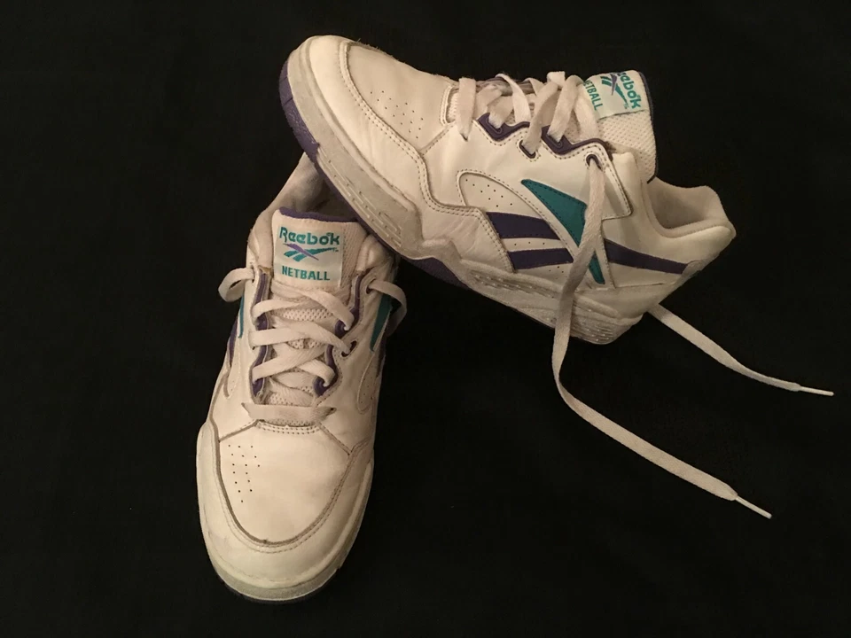 ZAPATOS REEBOK NETBALL DE CUERO BLANCO VINTAGE TALLA UK 5 US 7 EUR 38 Foto 2 de 4