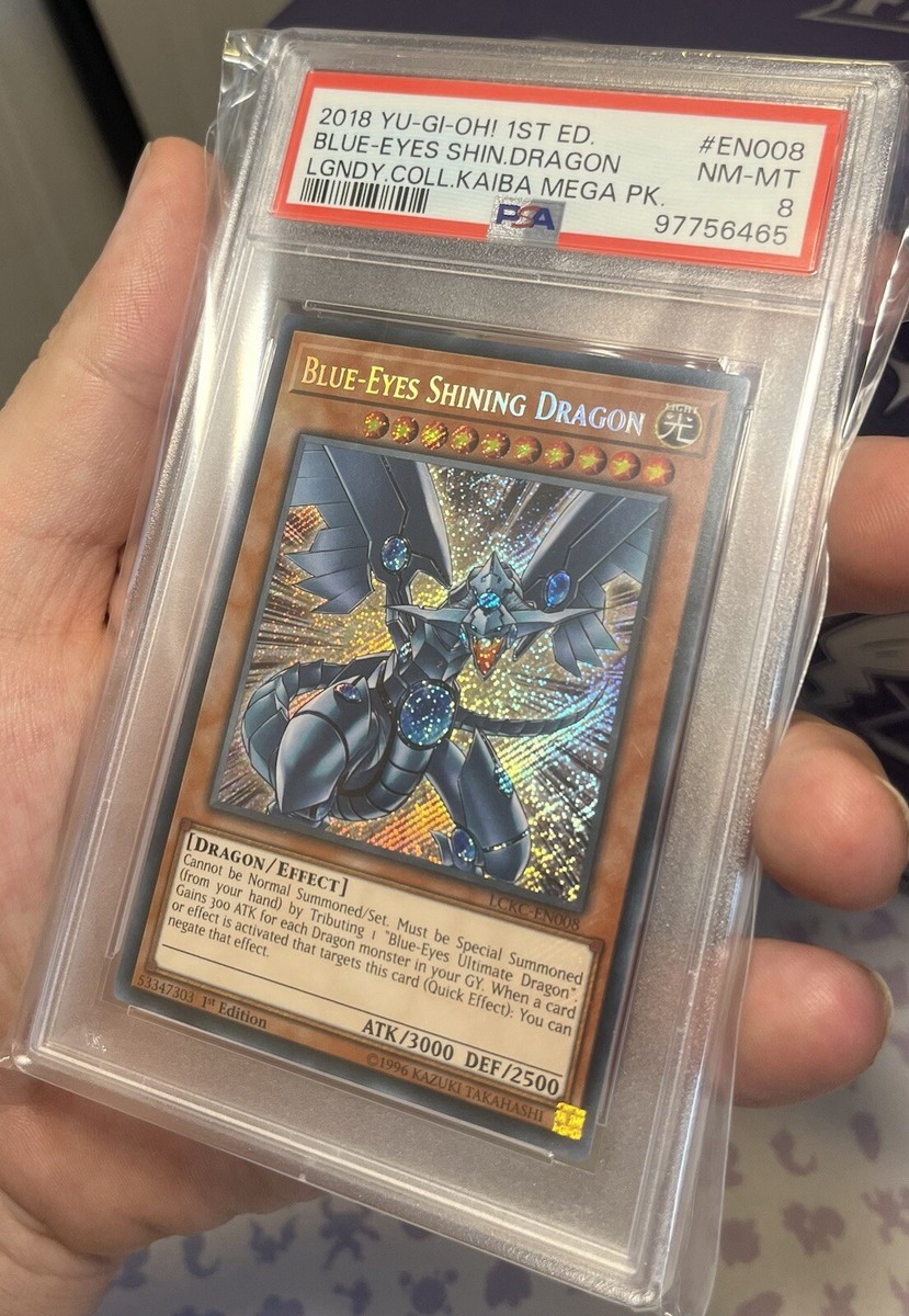 PSA 8 - Blue Eyes Shining Dragon LCKC-EN008 Yugioh Graded