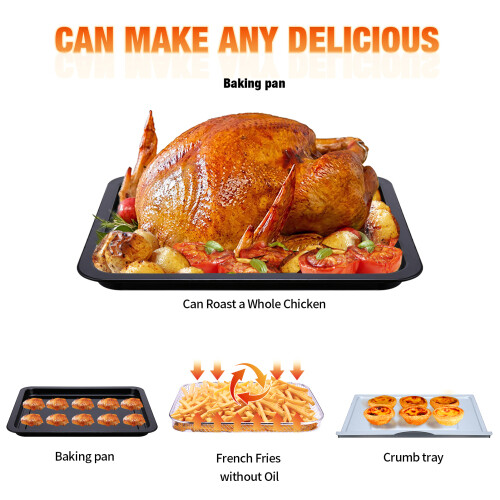 10QT Air Fryer Oven 4 Slice Oil-Free Toaster Oven Countertop Broil Black - Picture 14 of 16