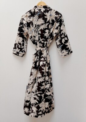 bridesmaid dressing gowns cotton Mango Paisley Cotton Block Print Kimono Robe, Bridesmaid Dressing Gown, Lightweight Nightwear, Beach cover up (US, Alpha, One Size, Regular, Regular, Ivory Meadow) at Amazon Women's Clothing store