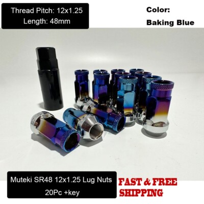 20+key Baking Blue M12x1.25 JDM SR48 Racing Lug Nut For Nissan Infiniti Subaru