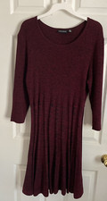 Nina Leonard Women's Ribbed Knit Sweater Dress Burgundy size xlarge formal prof