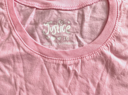 Justice Girl Short Sleeve Top T Tee Shirt Youth Size 16 Pink Lightweight - Picture 4 of 8
