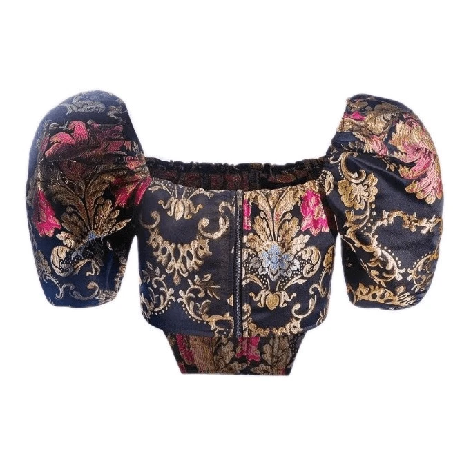 Baroque Puff Sleeve Brocade Corset Top M Handmade - Image 4 of 4