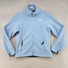 The North Face Jacket Women's S/P Blue Solid Logo High Neck Long Sleeve ...