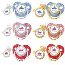 Luxurious Crown Baby Pacifier and Clip Set - for Your Little Prince or Princess