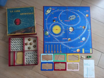 ANTIKES SELTENES GESELLSCHAFTSSPIEL DER KÜNSTLICHE MOND ZIEGE WELTRAUM SCIENCE FICTION 