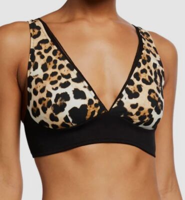 $216 Shan Women's Black Kawa Leopard Triangle Bikini Top Swimwear Size 14