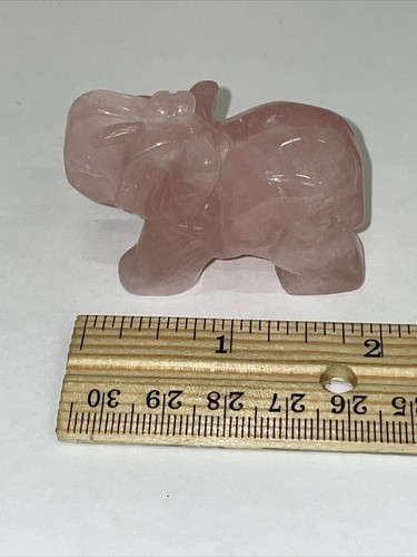 Natural Rose Quartz Crystal Elephant Quartz Stone Carved Animal Decor Healing - Picture 6 of 8
